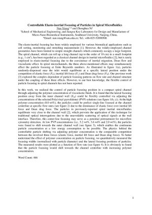 Controllable Elasto-inertial Focusing of Particles in Spiral Microfluidics.pdf